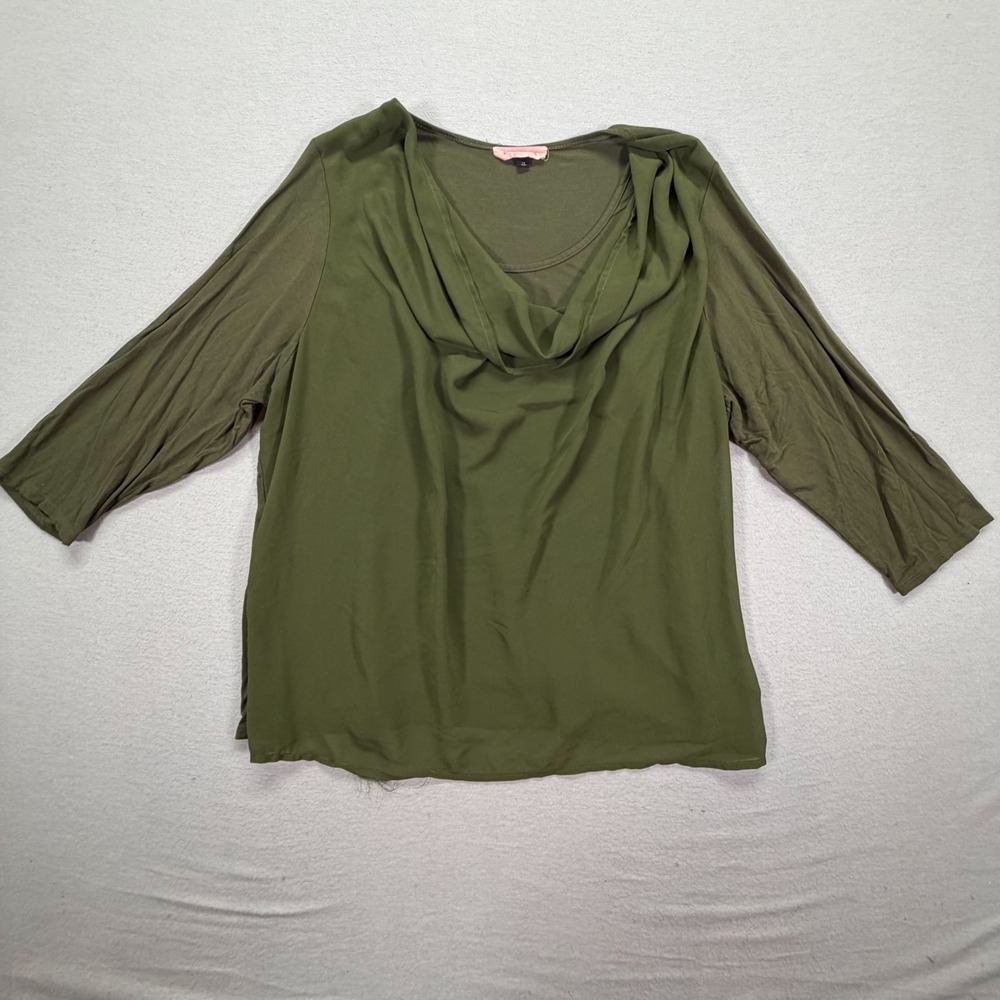 East Adeline Blouse Womens 2X‎ Good Olive Green Cowl Neck 3/4 Sleeve